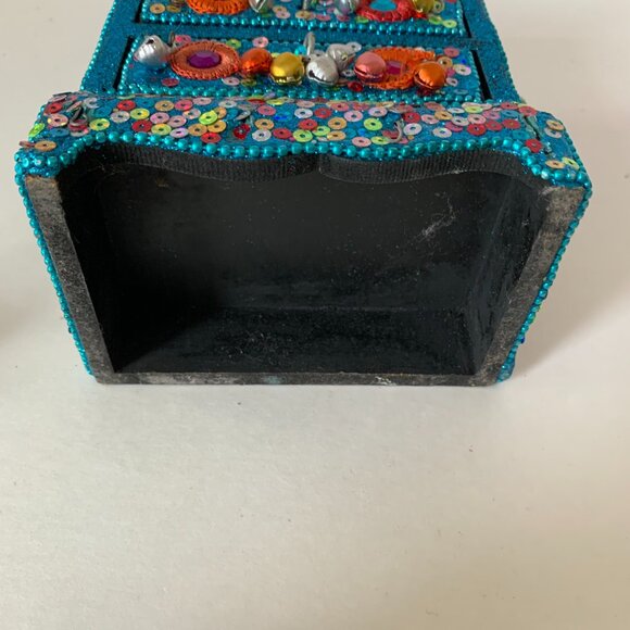 BEADED JEWELRY BOX CHEST ORGANIZER WITH 3 DRAWERS FOR GIRLS COLORFUL - Picture 10 of 10